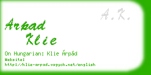 arpad klie business card