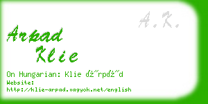 arpad klie business card